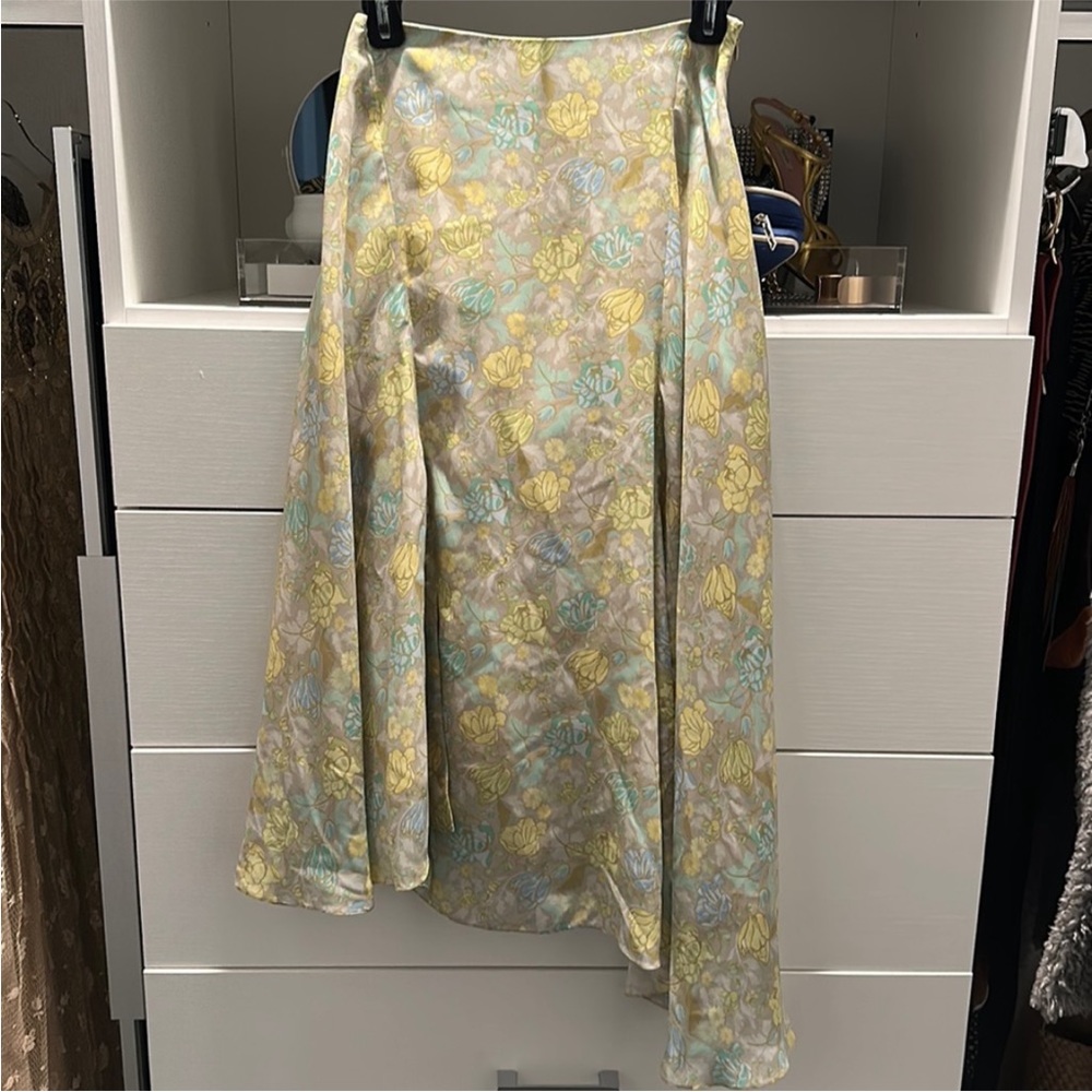Acne Studios asymmetrical hem floral flounce midi skirt